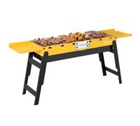 Outsunny Portable BBQ Grill Foldable Charcoal Grill for Camping Yellow | Charcoal Barbecue, 2 Side Shelves and Handle, for Picnics