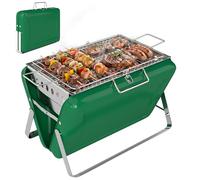 Outsunny Portable BBQ Grill, Folding Charcoal Barbecue Grill with Handle and Foldable Legs for Camping Garden Outdoor Cooking, Dark Green