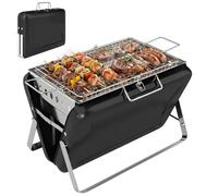 Outsunny Portable BBQ Grill, Folding Charcoal Barbecue Grill with Handle and Foldable Legs for Camping Garden Outdoor Cooking, Black