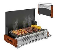 Outsunny Portable BBQ Grill, Folding Charcoal Barbecue Grill with Removable Charcoal Basin for Camping Picnic, Garden Party, Black