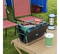 Mini Charcoal Barbecue Grill Foldable BBQ for Tabletop Camping Picnic Outsunny Black One Size