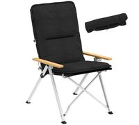 Outsunny Portable Camping Chair for Adults High Back Folding Chair Black