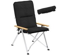 Outsunny Portable Camping Chair for Adults, High Back Folding Chair with Padded Seat and Carry Bag, Outdoor Recliner for Hiking, Fishing, Beach and Picnic, Black Black