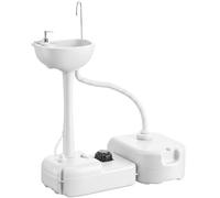 Outsunny Portable Camping Sink with Wheels, Maunal Foot Pump | Soap Dispenser, Hand Wash Basin, 17L Running Water, 24L Wastewater Tank, Cold Water Only, Outdoor Picnic Events Gatherings