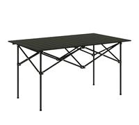 Outsunny Portable Camping Table, 3ft Lightweight Folding Aluminium Picnic Table with Roll Up Top, Carry Bag for Outdoor Camping, Picnic, Hiking, Cooking, BBQ, Fishing, Black Black