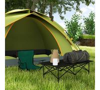 Outsunny Portable Folding Camping Table w/ Roll Up Aluminium Top Carry Bag Black