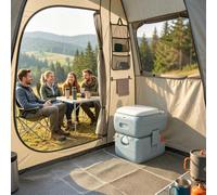 Outsunny Portable Camping Toilet with Anti-Leak Handle Pump Detachable Tanks, 22L Capacity - Grey