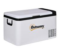 Outsunny Portable Car Fridge Freezer, 25L, 12V, with LED Light, Foldable Handles, Compressor Cooling for Camping, RV, Travel, Grey