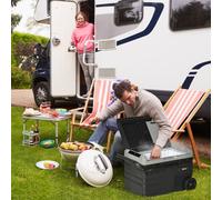 Outsunny 40L Car Refrigerator 12V Portable Freezer w/ Inner LED Light - Wheels | TJ Hughes