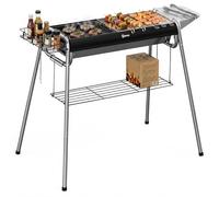 Outsunny Portable Charcoal Barbecue BBQ Grill with Griddle Plate