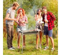 Outsunny Portable Charcoal Barbecue BBQ Grill with Griddle Plate | Easy Assembly, Stainless Steel Cooker, Seasoning Baskets, Storage Shelves, Hooks, Camping, Picnic, Hiking, Garden, Party