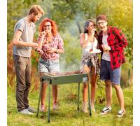 Outsunny Portable Charcoal Barbecue Grill With Seasoning Baskets And Hooks In Green Green