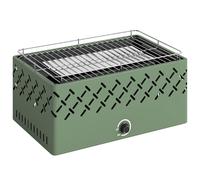 Outsunny Portable Charcoal BBQ Grill, Battery Powered Barbecue Grill with Built-in Fan for Camping Picnic, Light Green