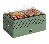 Outsunny Portable Charcoal BBQ Grill w/Built-in Fan and Knob, Light Green | Battery Powered Barbecue Grill, Stepless Knob, Camping Hiking Picnic Travel Garden Outdoor Cooking