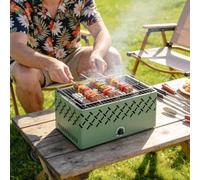 Outsunny Portable Charcoal Bbq Grill With Built-In Fan, Light Green