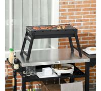 Outsunny Portable Charcoal Grill with Pull-Out Charcoal Basin, Folding Tabletop Barbecue, Compact Camping BBQ, Galvanised Metal, 73 x 31 x 38 cm, Black
