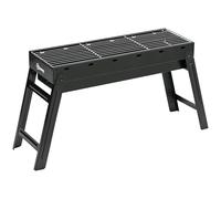 Outsunny Portable Charcoal Grill with Pull-Out Charcoal Basin, Folding Tabletop Barbecue, Compact Camping BBQ, Galvanised Metal, 73 x 20 x 35 cm, Black
