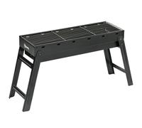 Outsunny Portable Charcoal Grill with Pull-Out Charcoal Basin, Folding Tabletop Barbecue, Compact Camping BBQ, Galvanised Metal, 73 x 20 x 35 cm, Black