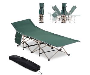 Outsunny Portable Folding Camping Cot, Single Person Outdoor Military Sleeping Bed with Carry Bag for Travel, Leisure, Fishing, Green Aosom UK