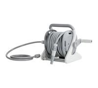 Outsunny Portable Garden Hose Reel, 20+2 m Wall Mounted Hose Reel with 2 Patterns Spray Nozzle and Crank Handle, Grey