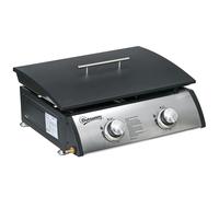Outsunny Portable Gas Plancha BBQ Grill with 2 Stainless Steel Burner, 10kW
