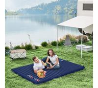 Outsunny Portable Inflatable Camping Bed with Double Mattress Navy Blue - 195cm x 138cm x 10cm