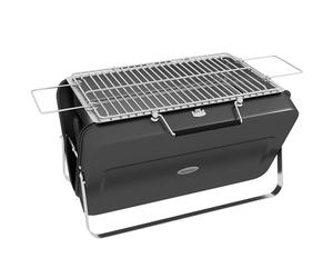 Outsunny Portable Mini Charcoal Barbecue Grill with Suitcase Shell, Outdoor Folding Tabletop BBQ Grill for Garden Camping Picnic Party, Black