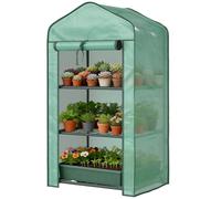 Outsunny Portable Mini Greenhouse with Roll-up Door and Wire Shelves, Green, Green
