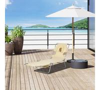 Outsunny Patio Foldable Sun Lounger 5 Level Adjustable Reclining Chair Beige, Yellow