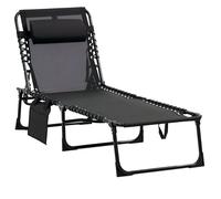 Outsunny Portable Lounger Reclining Camping Bed - Black, Black