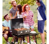 OUTSUNNY Portable Tabletop Gas BBQ Grill Barbecue w/ 2 Burner Lid Thermometer in Black Outsunny Black