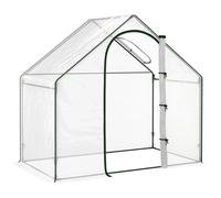 Outsunny Walk In PVC Greenhouse Garden Outdoor Flower Planter Steel Frame w/ Zipped Door & Window 180 x 100 x 168CM White, Green