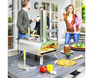 Outsunny Portable Wood Pellet Pizza Oven With Foldable Legs 12 Inch Stone