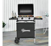Outsunny Propane Gas Barbecue Grill 2 Burner Cooking BBQ 5.6 kW w/ Side Shelves
