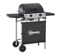 Outsunny Propane Gas Barbecue Grill 2 Burner Cooking BBQ 5.6 kW w/ Side Shelves