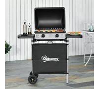 Outsunny Propane Gas Barbecue Grill 2 Burner Cooking Bbq 5.6 Kw W/ Side Shelves