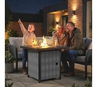 Outsunny Propane Gas Fire Pit Table For Garden, 11.7 Kw Smokeless Firepit In Black