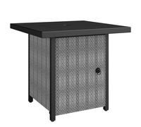 Outsunny Propane Gas Fire Pit Table for Garden, 11.7 KW Smokeless Firepit Outdoor Heater with Wind Guard, Glass Rocks, Lid, Black