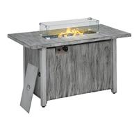 Outsunny Fire Pit Table with 50,000 BTU Burner, Cover, Glass Screen, Grey