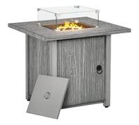 Outsunny Propane Gas Fire Pit Table With Cover, 40,000 Btu Firepit, Grey Grey