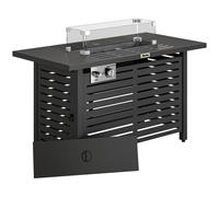 Outsunny Propane Gas Fire Pit Table, Outdoor Firepit with 43" Steel Tabletop and Lid, 50,000 BTU Pulse Ignition Fire Table w/ Stainless Steel Burner, Glass Wind Guard, and Cover