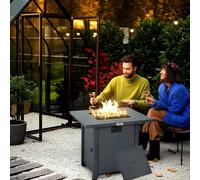 Outsunny Propane Gas Fire Pit Table With 40,000 Btu Burner Waterproof Cover In Grey Grey