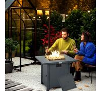 OUTSUNNY Propane Gas Fire Pit Table with 40, 000 BTU Burner Waterproof Cover in Grey Outsunny Grey