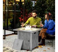 Outsunny Propane Gas Fire Pit Table with Cover 40000 BTU Firepit Grey