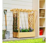 Outsunny Raised Bed for Garden with Trellis, 110 x 44 x 113 cm, Natural