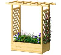 Outsunny Raised Bed For Garden With Trellis, 110 X 44 X 113 Cm, Natural Natural