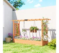 Outsunny Raised Bed for Garden with Trellis, 200 x 44 x 113.5 cm, Natural