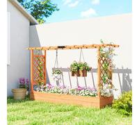 Outsunny Raised Bed for Garden with Trellis, 200 x 44 x 113.5 cm, Natural