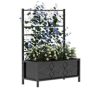 Outsunny Metal Raised Garden Bed Planter Box with Trellis, 90 x 40 x 120 cm, Black