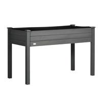 Outsunny Raised Bed for Garden, Wooden Elevated Planter Box with Bed Liner, for Flower Vegetable Herb, Dark Grey
